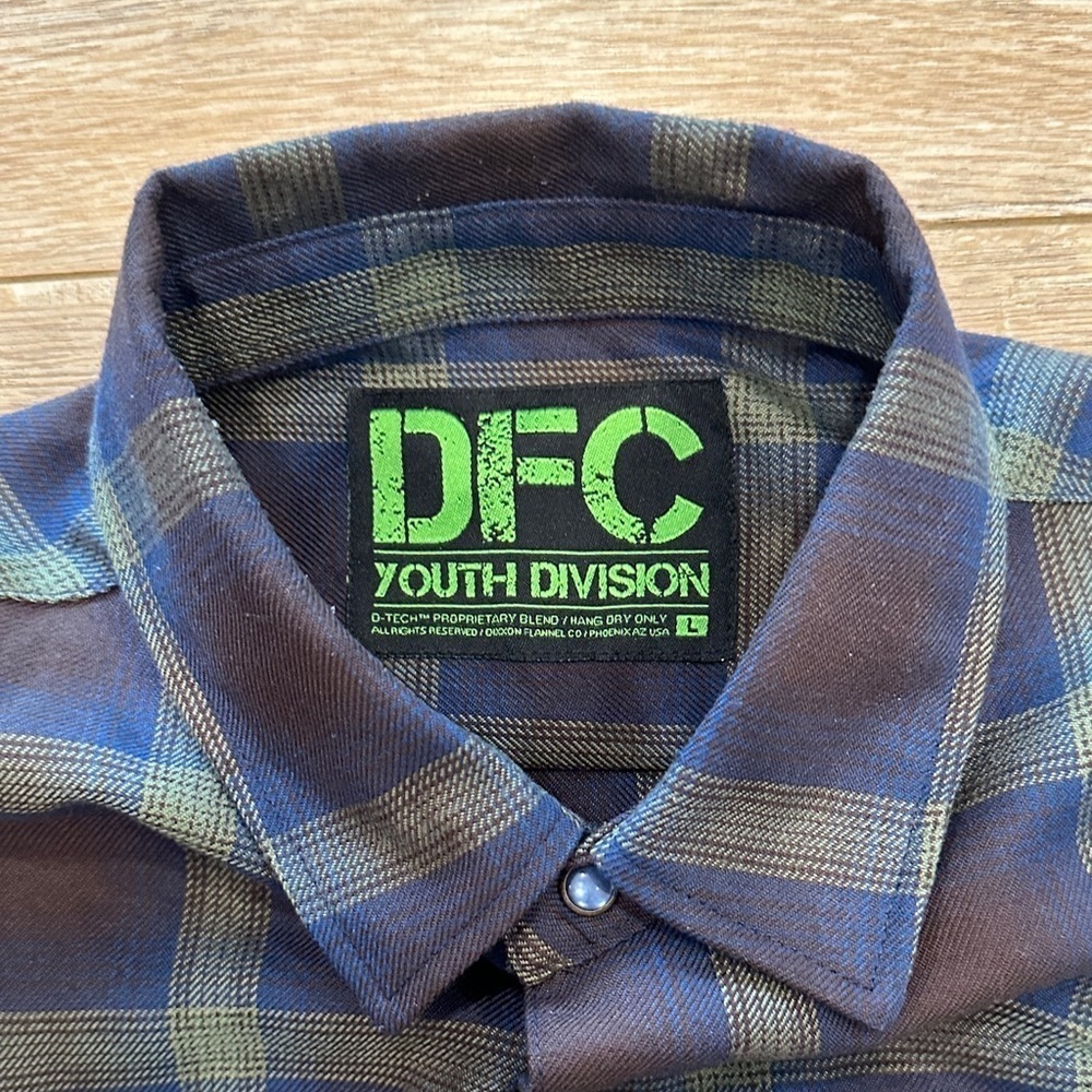 DIXXON Youth Boys Plaid Shirt - Navy and Olive - Picture 3 of 5